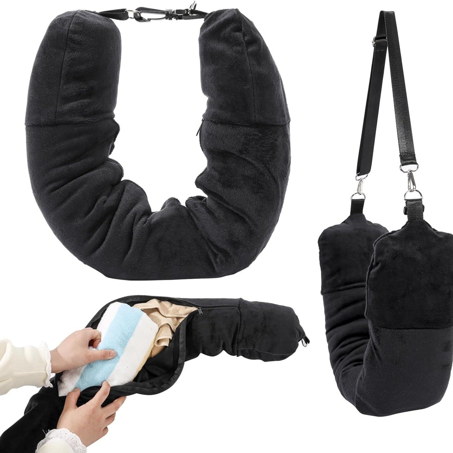 Travel U-Shaped Neck Pillow – Portable Clothing-Fillable Travel Pillow