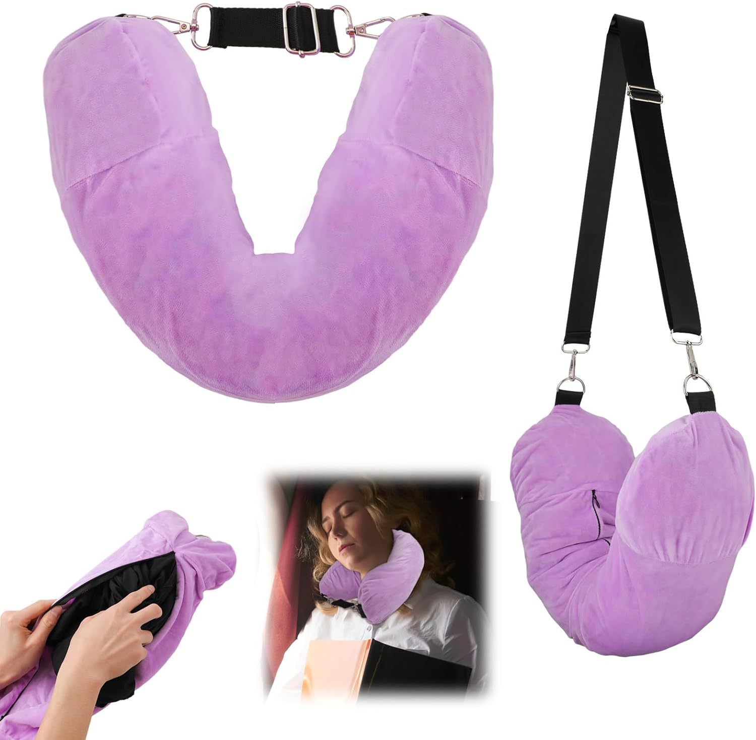 Travel U-Shaped Neck Pillow – Portable Clothing-Fillable Travel Pillow
