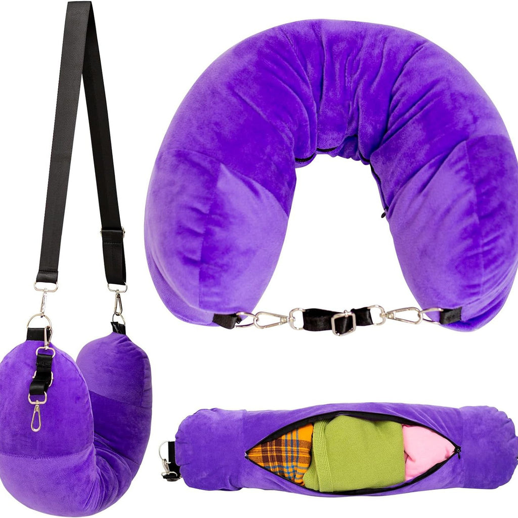 Travel U-Shaped Neck Pillow – Portable Clothing-Fillable Travel Pillow