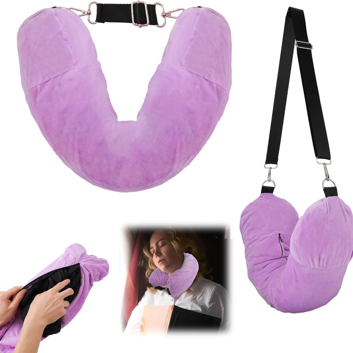 Travel U-Shaped Neck Pillow – Portable Clothing-Fillable Travel Pillow