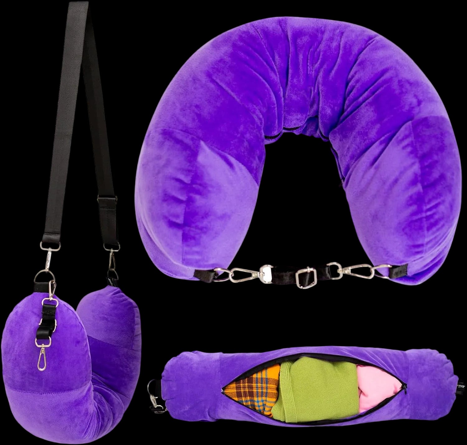 Travel U-Shaped Neck Pillow – Portable Clothing-Fillable Travel Pillow